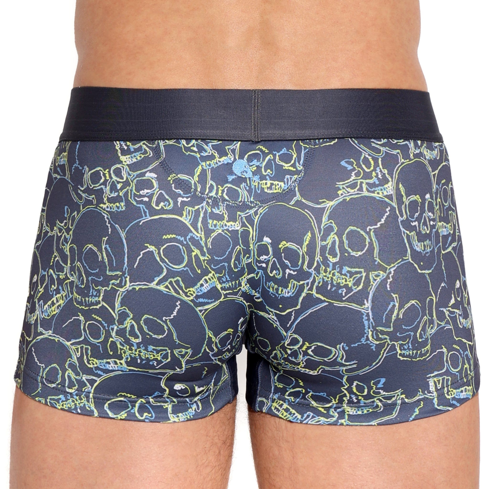 Outline Tossed Skulls Swim Trunks for Men - Trendy Beach Shorts for Swimming, Surfing & Summer Vacations