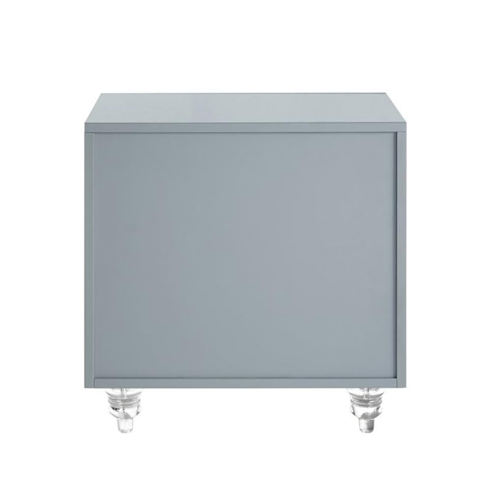 Serenity 3-Drawer Mirrored Trellis Pattern Nightstand in Light Gray - Elegant Bedside Table for Modern Bedroom Decor