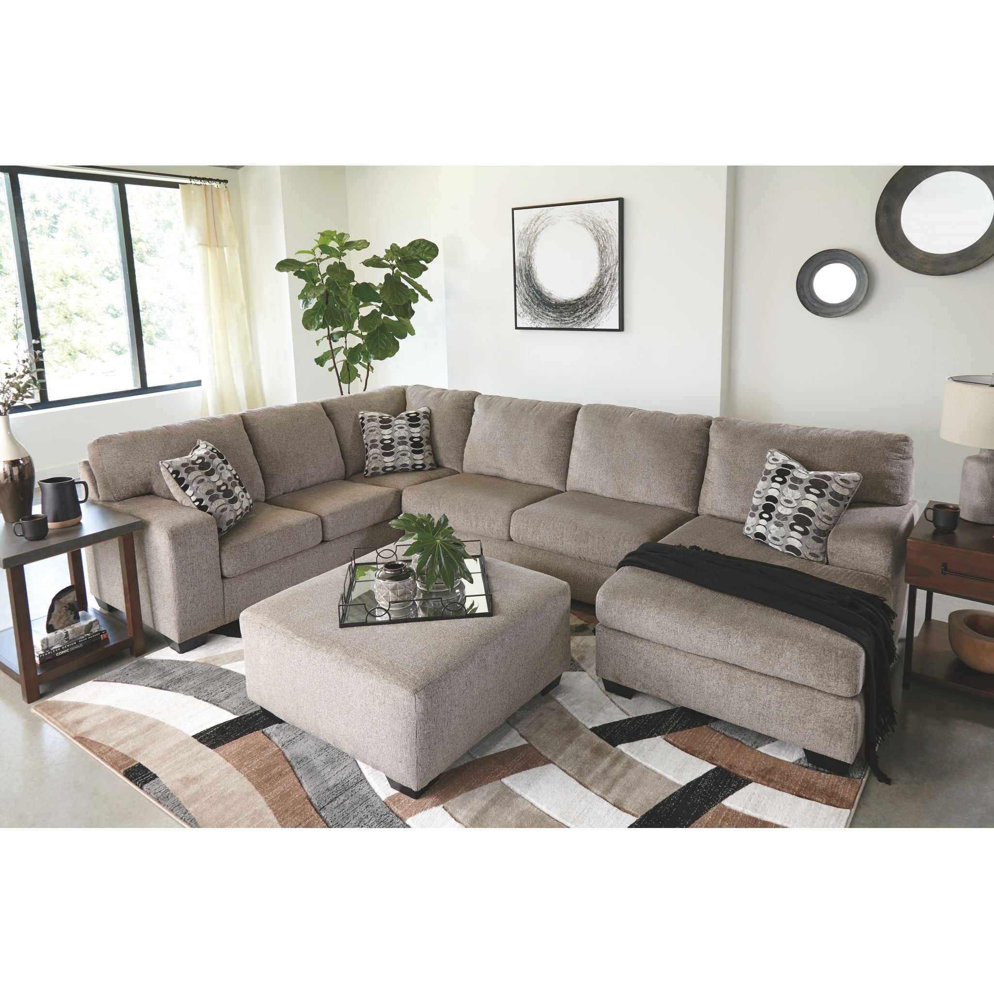 Ballinasloe Oversized Accent Ottoman - Large Round Storage Footrest Pouf with Tufted Design for Living Room, Bedroom & Home Decor