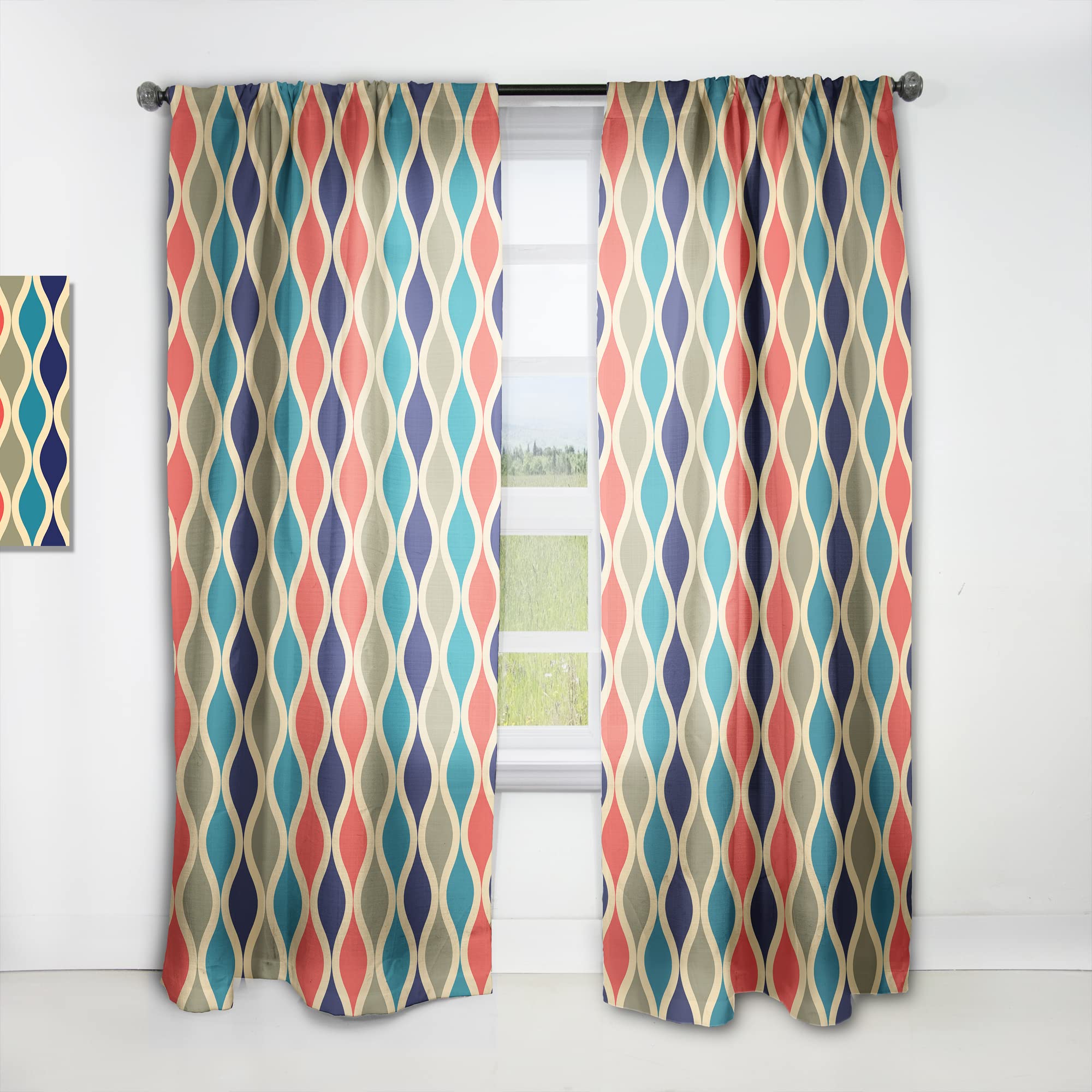 DesignQ Retro Ornamental Design VI Thermal Insulated Curtains - 52x84 Inch Single Panel for Bedroom & Living Room - Perfect for Home Decor, Privacy & Energy Efficiency