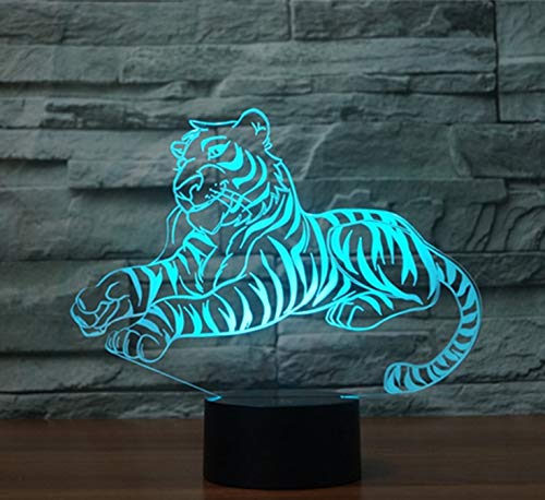 3D Tiger Night Light LED Touch Switch Desk Lamp - 7 Color Changing Optical Illusion Lamp for Kids Room, Nursery, Birthday Gift, Christmas Decor, Home Office Lighting (Perfect for Bedtime, Study & Play)