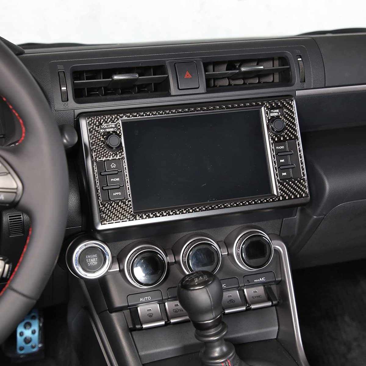 **2022 Subaru BRZ Real Carbon Fiber Soft Trim Accessories - GPS Navigation Screen Decorative Frame Panel Sticker (Carbon Fiber Black) | Interior Upgrade & Stylish Dash Protection**    *(Use Case: Enhance your Subaru BRZ's interior with this premium carbon fiber frame sticker, protecting your navigation screen while adding a sleek, sporty look.)*