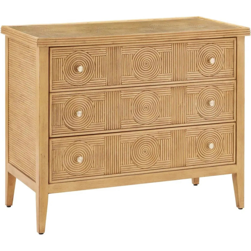 38 Inch Santos Sea Sand Wood & Glass Brown Chest - Stylish Storage Solution for Bedroom, Living Room, or Entryway Decor