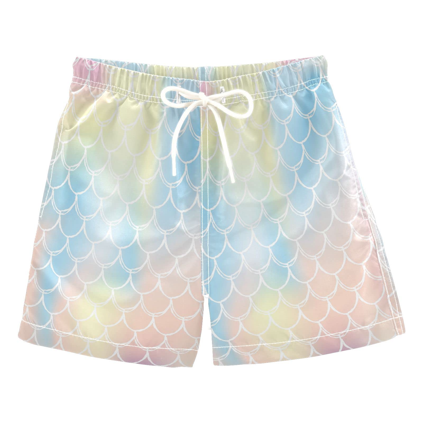 Gradient Mermaid Scales Boys Swim Trunks - Rainbow Galaxy Swimwear for Toddlers 2T - Quick Dry Baby Kids Board Shorts for Beach, Pool & Summer Water Play