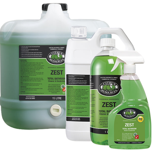 Citrus Resources Zest Concentrated Total Bathroom Cleaner & Deodorizer - Powerful Bathroom Cleaning Solution for Tiles, Sinks, Showers & Toilets