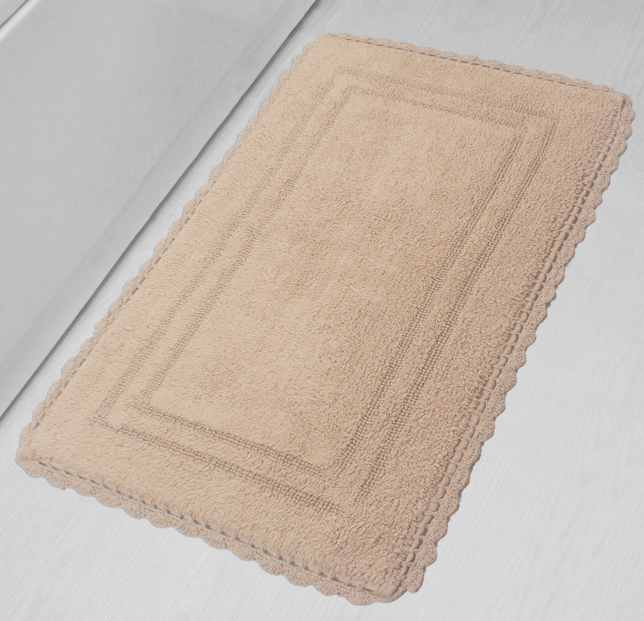 Home Weavers Reversible 100% Cotton Bath Mat Set - Ultra Soft Absorbent Non-Slip Bathroom Rug & Kitchen Mat (24