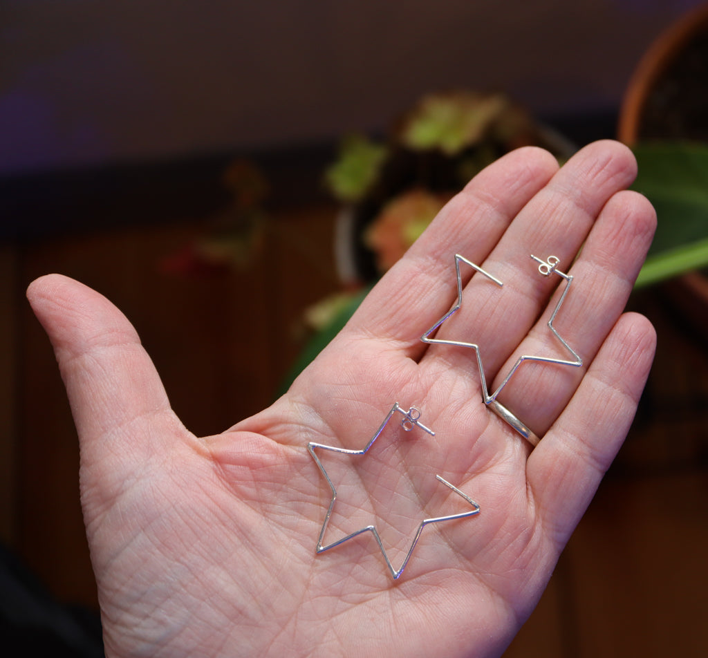 Star Hoop Earrings for Women - 14K Gold Plated Dainty Star Charm Earrings | Perfect for Everyday Wear, Parties & Gifts