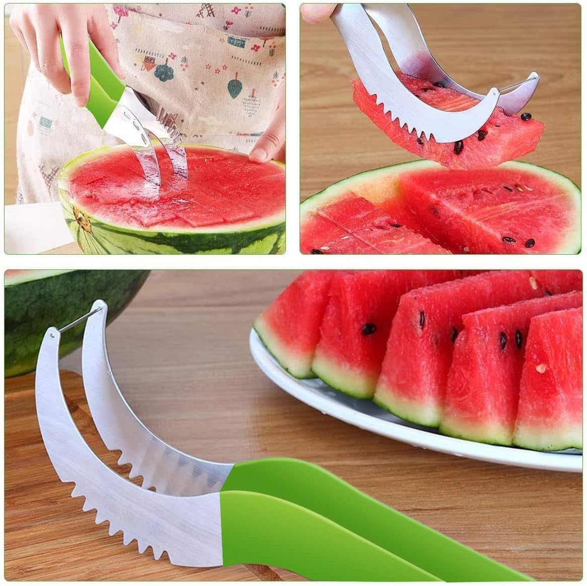 Gayisic 4-Piece Stainless Steel Watermelon Slicer & Corer Set - Professional Fruit Carving Tools for Melons, Pineapples & Ice Cream - Perfect for Summer BBQs, Picnics & Party Food Prep
