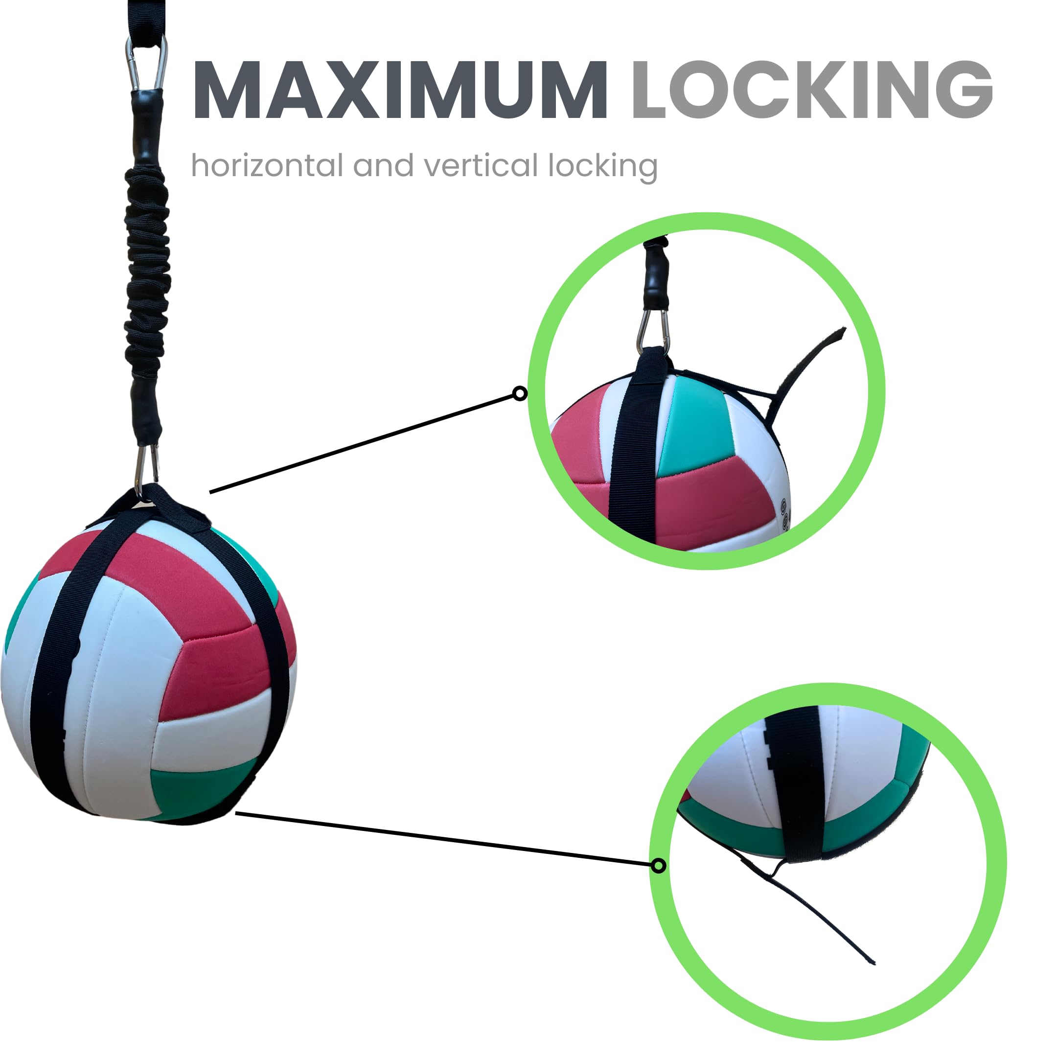 Premium Volleyball Spike Trainer with Elastic Rebounder - Adjustable Solo Volleyball Hitting Practice Equipment for Skill Development | Perfect for Backyard Training, Team Drills & Individual Practice Sessions