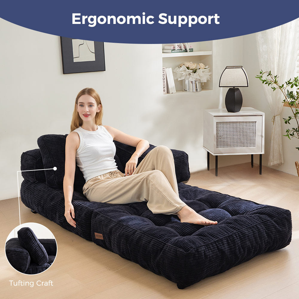 MAXYOYO L-Shaped Convertible Folding Sofa Bed with Armrest - Foldable Sleeper Sofa for Small Spaces, Guest Room & Studio Apartment - Black
