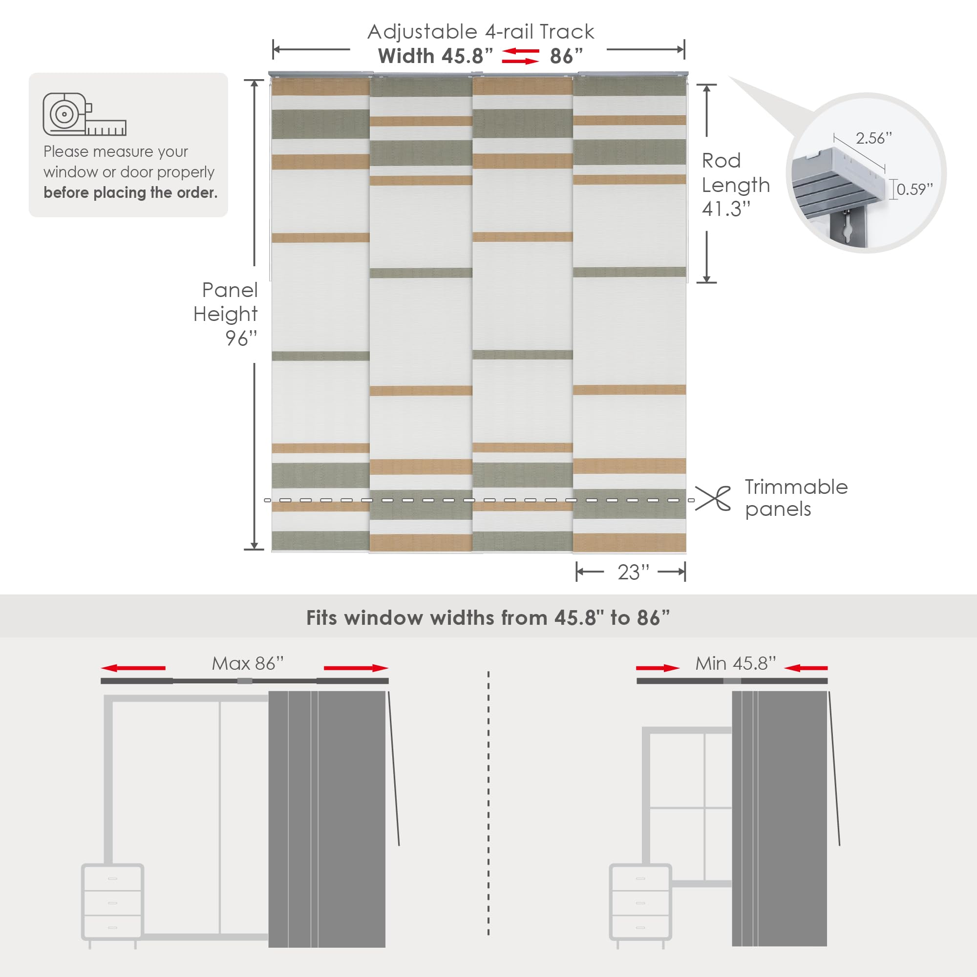 GoDear Adjustable Sliding Closet Doors Blinds 45.8