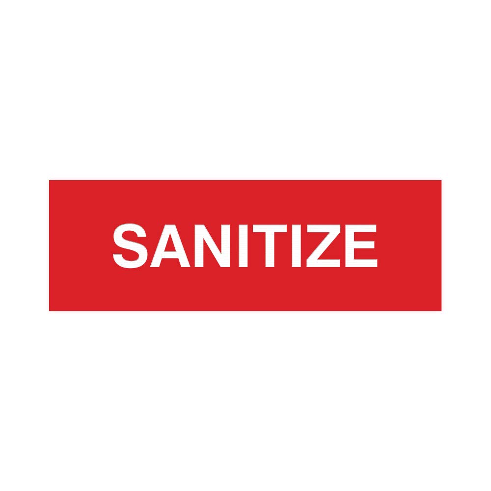ByLITA Basic Sanitize Sign (Red) - Small Hand Hygiene Reminder for Restaurants, Offices & Public Spaces