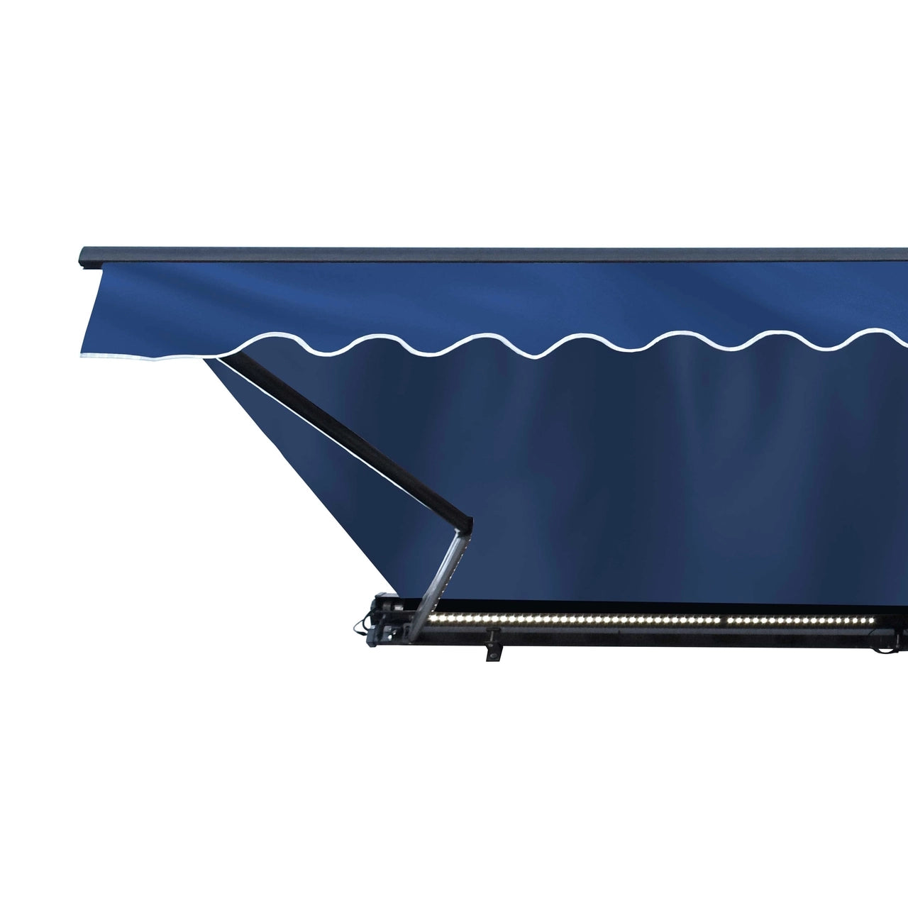 Aleko 16x10 Feet Half Cassette Motorized Retractable LED Patio Awning - Blue Luxury Outdoor Shade for Deck, Garden & Backyard Relaxation