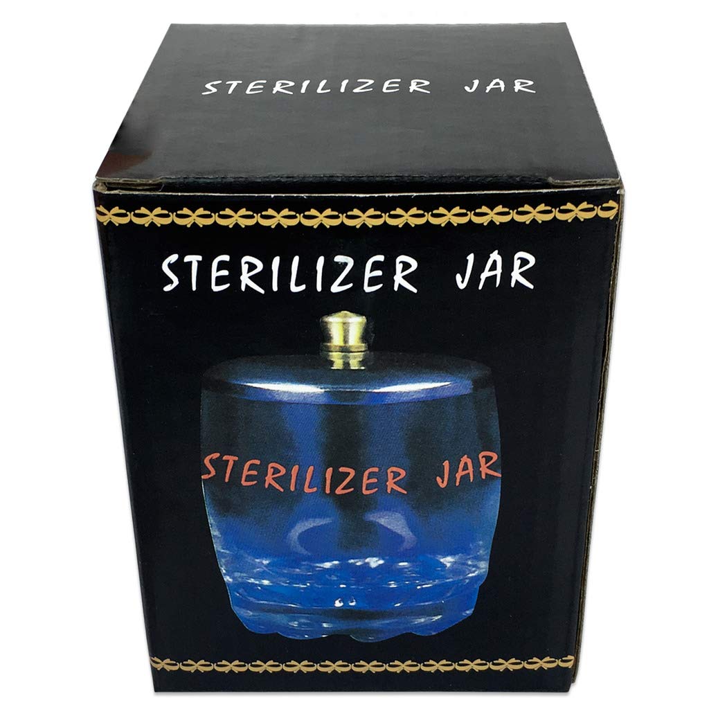 Small Disinfecting Sterilizer Jar with Metal Lid - Perfect for Tools, Manicure, SPA Implements & Scissors | Clear Sterilization Container for Home, Salon & Medical Use