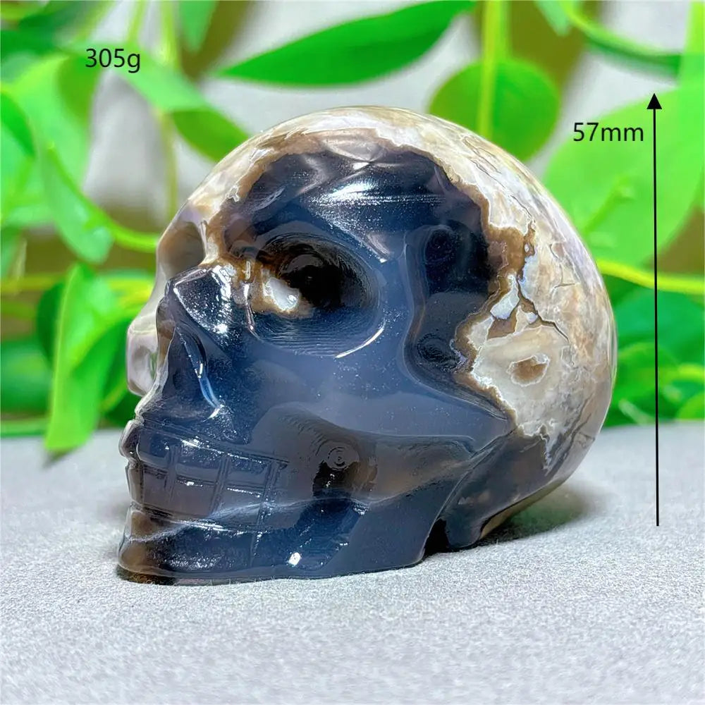 Natural Volcano Agate Skull Crystal - Healing Quartz Stone for Meditation, Spiritual Energy & Halloween Decor - Unique Mineral Specimen Gift for Collectors & Crystal Enthusiasts (Perfect for Home Altar, Yoga Space & Gothic Decor)