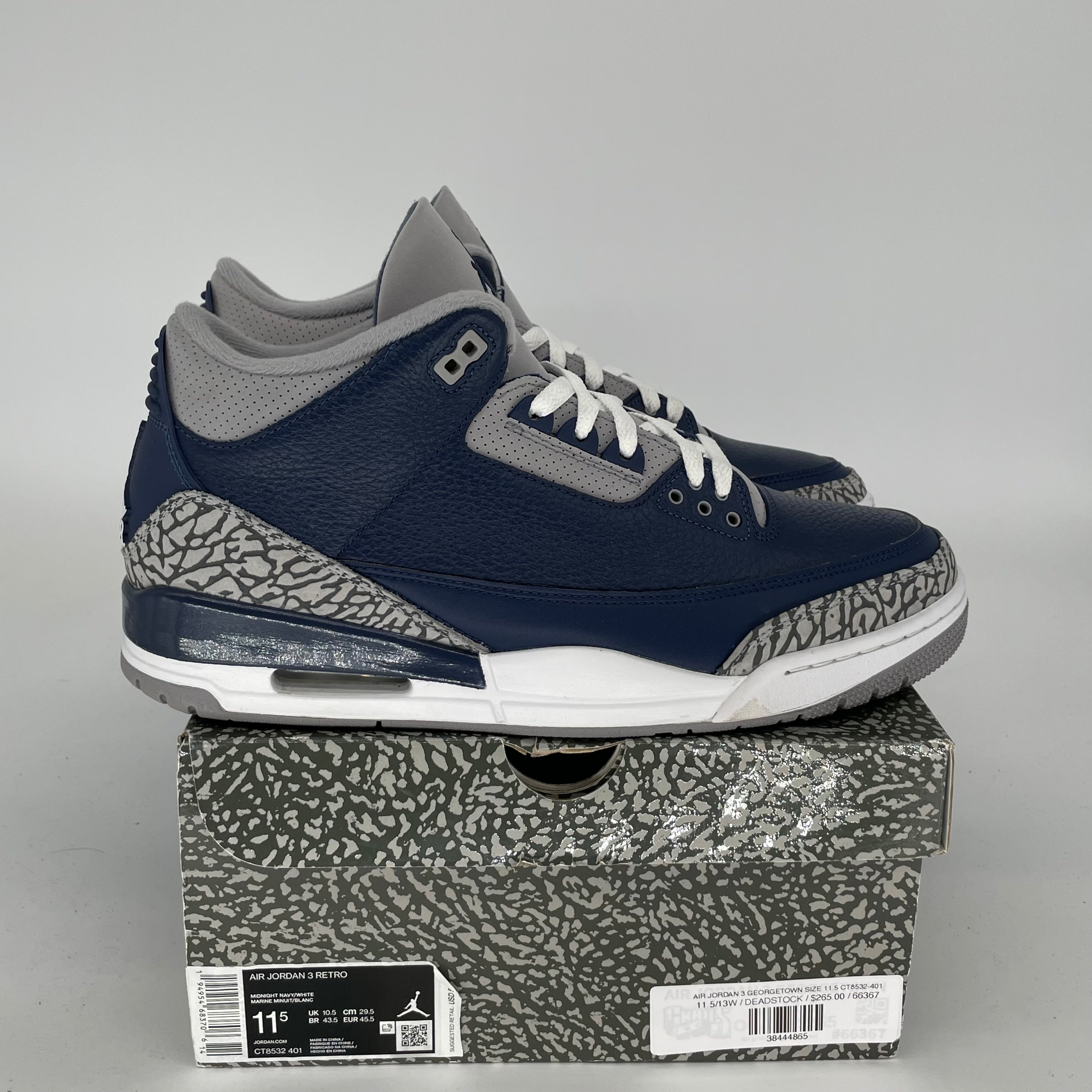 AIR JORDAN 3 GEORGETOWN Men's Basketball Shoes Size 11.5 - Retro Sneakers Style CT8532-401 for Casual Wear & Street Fashion