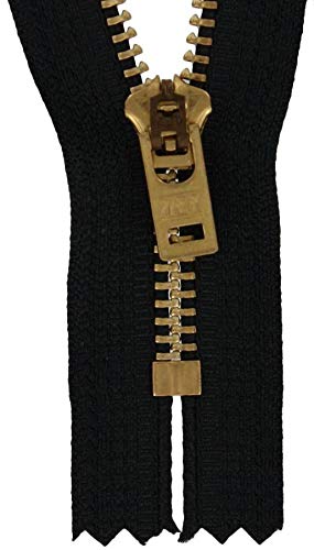 Ohio Travel Bag Jean Zipper #5 - 9 Inch Beige with Brass Teeth Finish - Solid Brass Zipper Pull 590-9-BLK for Denim Jackets, Backpacks & DIY Craft Projects