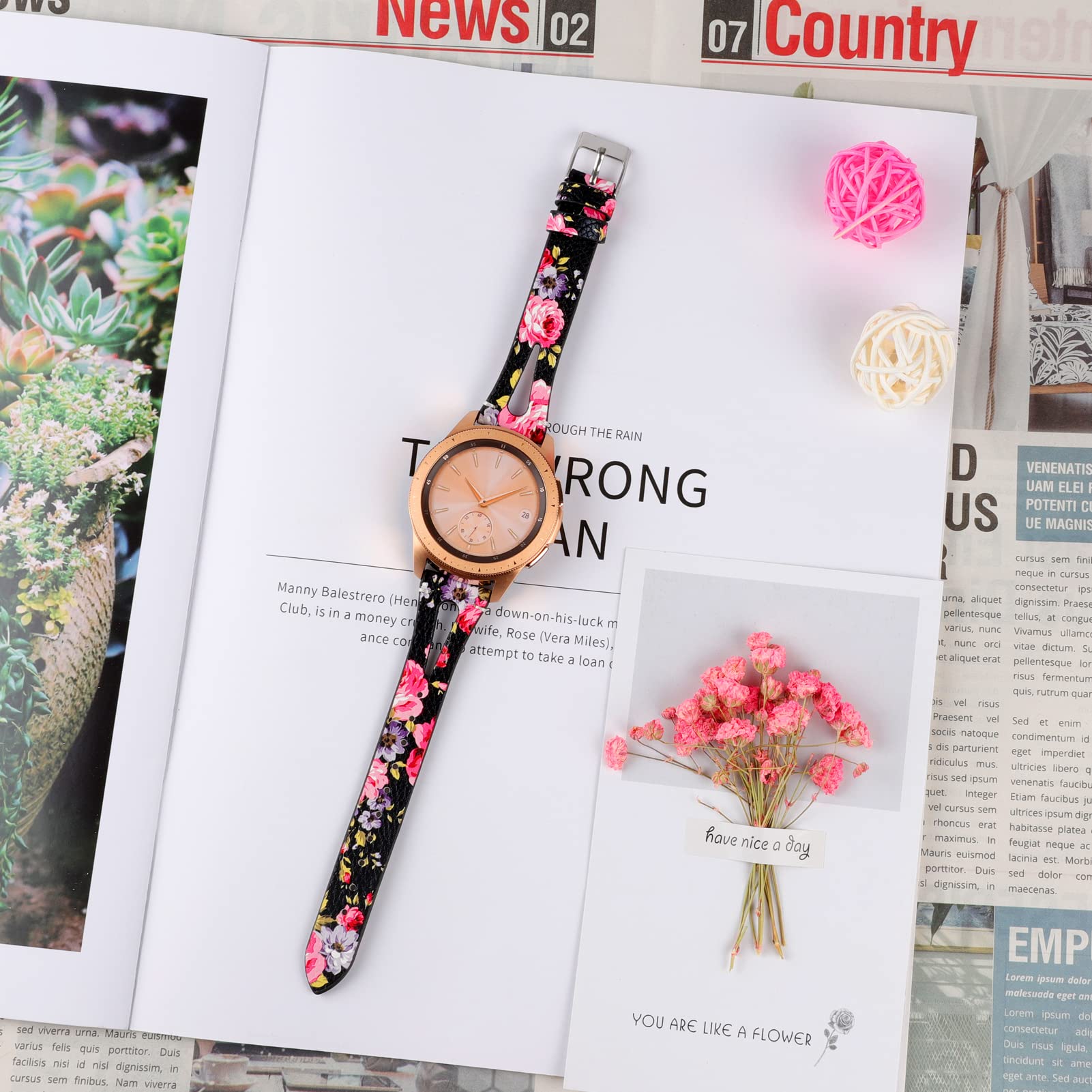 Premium 20mm Leather Watch Band Compatible with Samsung Galaxy Watch 7/6/5/4/3 & Garmin Vivoactive 3 - Soft Genuine Leather Strap for Women & Men - Perfect for Business, Casual Wear & Everyday Use