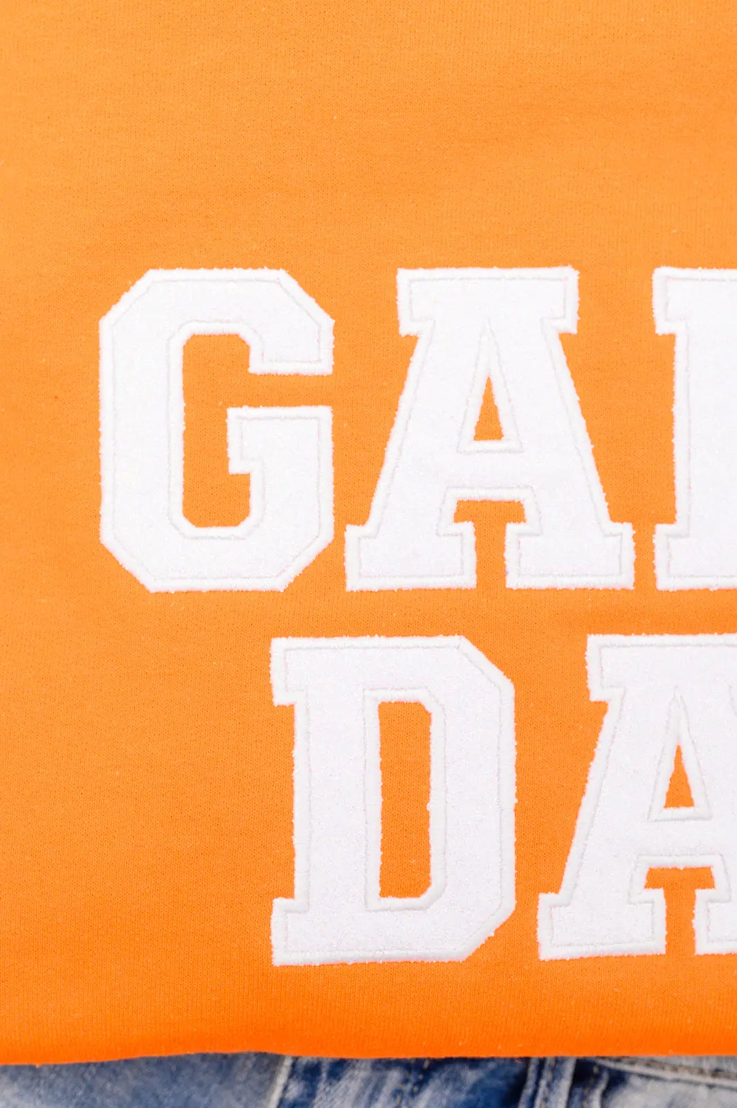 PREORDER: Embroidered Glitter Game Day Sweatshirt - Bright Orange & White | Perfect for Football Tailgates, College Sports Events & Casual Wear