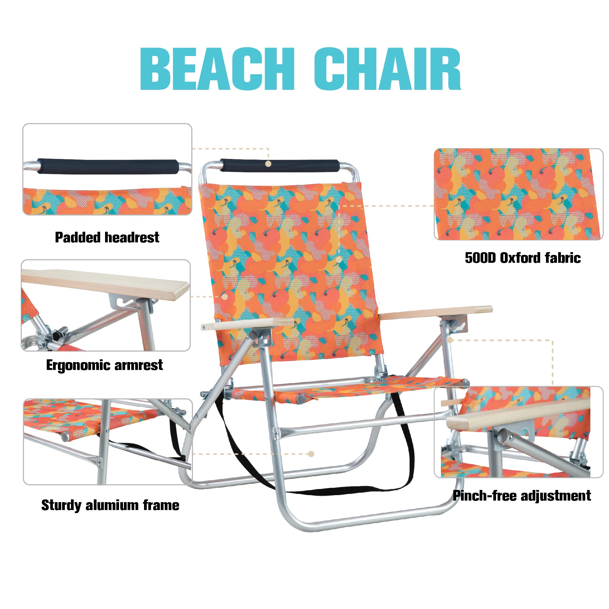 GREEN PARTY 2 Pack Lightweight Aluminum Folding Beach Chairs with Cooler Bag & Armrest - Reclining Outdoor Chairs for Camping, Lawn, Pool & Beach - Supports 250LBS - Perfect for Relaxing, Sunbathing & Picnics