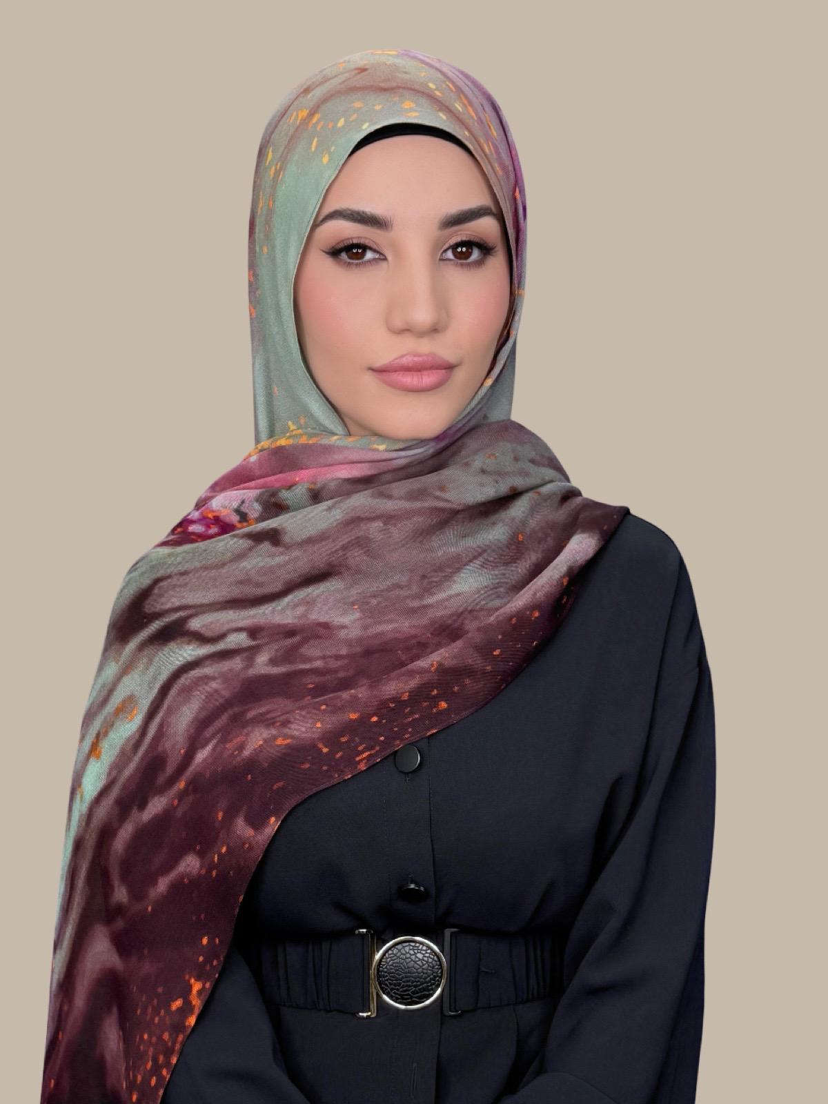 Print Modal Hijab Rose Mirage - Soft & Breathable Muslim Headscarf for Women - Perfect for Daily Wear, Prayer, and Special Occasions