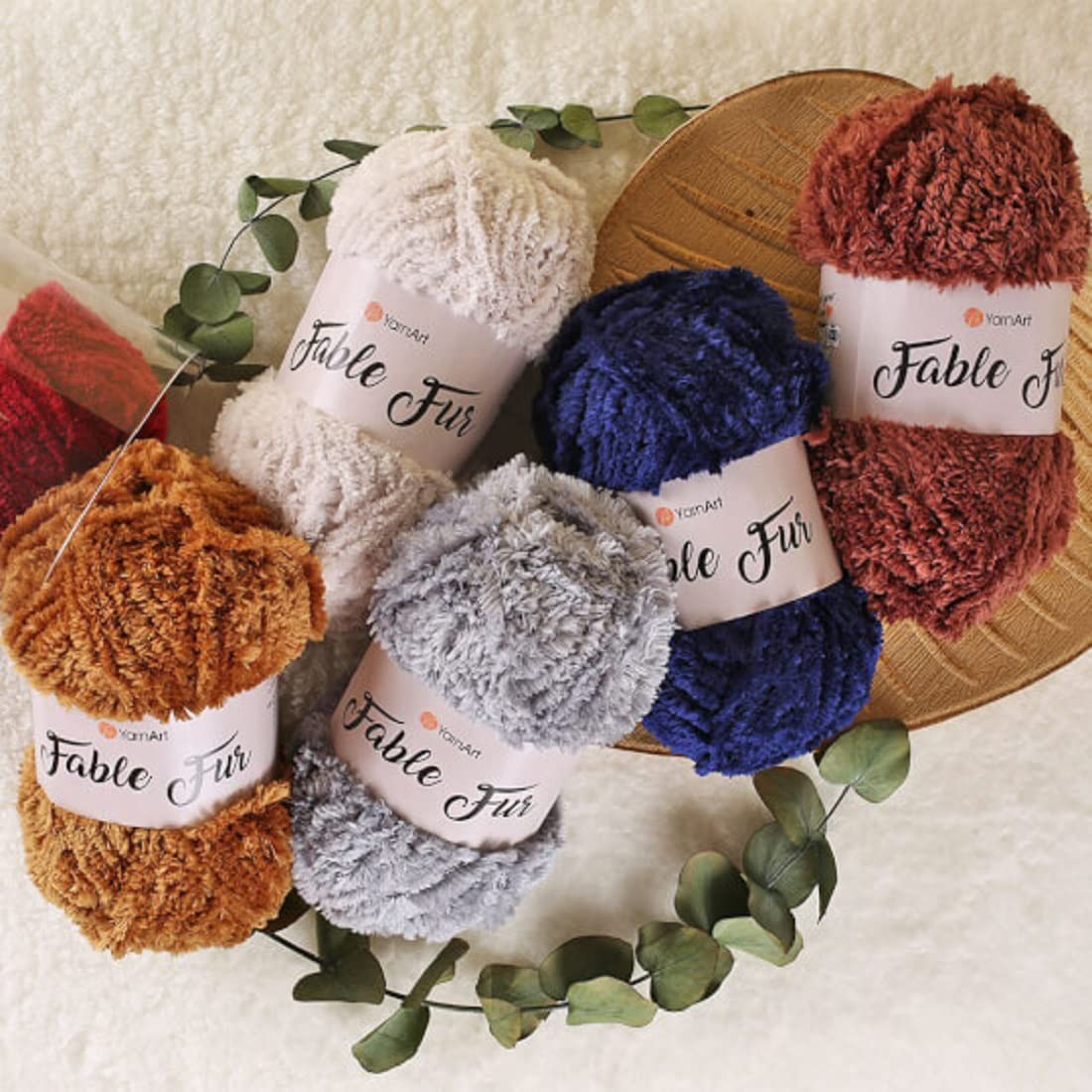 Yarn Art Fable Fur Yarn (100g) - 100% Micro Polyester Super Bulky Knitting & Crochet Yarn - Soft DIY Craft Yarn for Scarves, Blankets & Home Decor