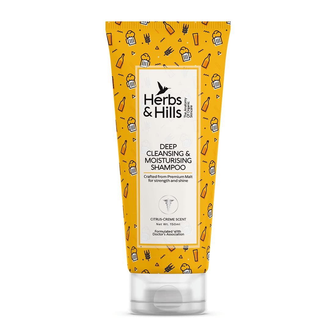 Herbs & Hills Deep Cleansing & Moisturizing Shampoo for Hair Growth & Damage Repair - 150ml Natural Premium Shampoo for Smooth & Shiny Hair | Daily Use, Salon Results at Home, Perfect for Dry & Damaged Hair Care