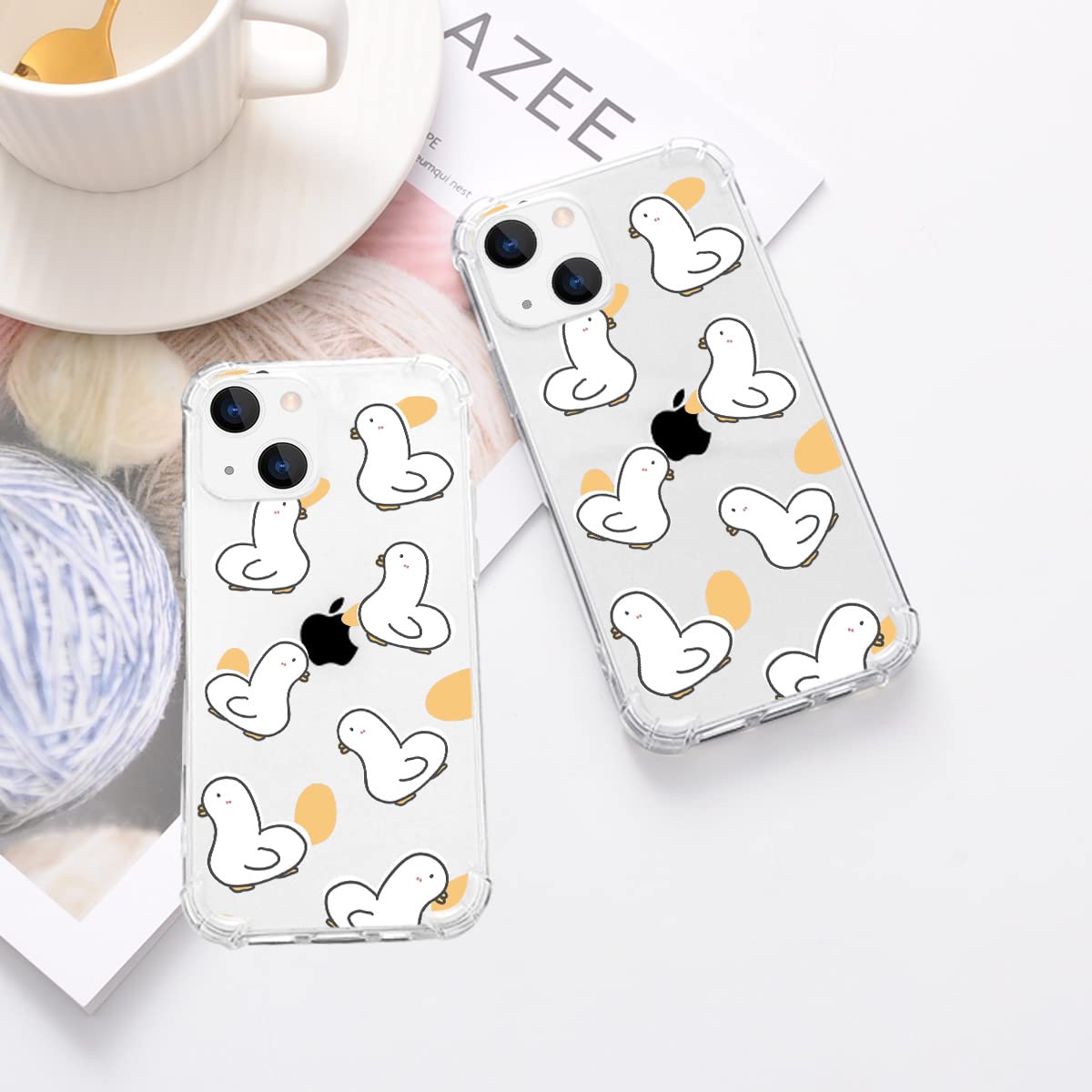 Cute Goose Phone Case for iPhone 13 Pro Max - Clear Soft TPU Shockproof Cover with Adorable White Goose Cartoon Pattern - Perfect Gift for Girls & Women (Ideal for Everyday Use, Work, School & Travel)