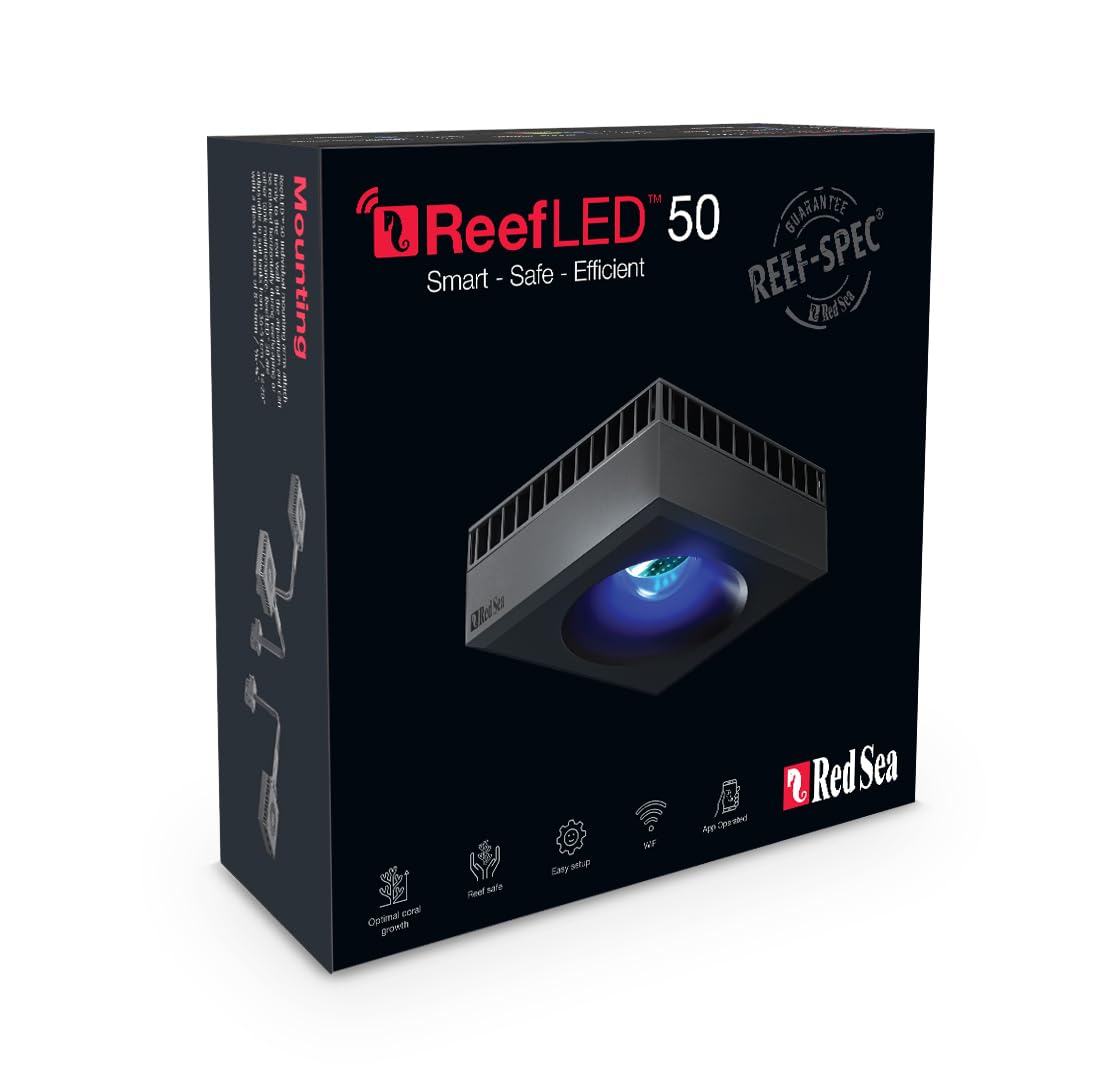 Red Sea ReefLED 50W Saltwater Aquarium Light with ReefBeat App Control - LED Coral Reef Lighting for Marine Fish Tanks | Perfect for Home Aquariums, Coral Growth & Saltwater Fish Care
