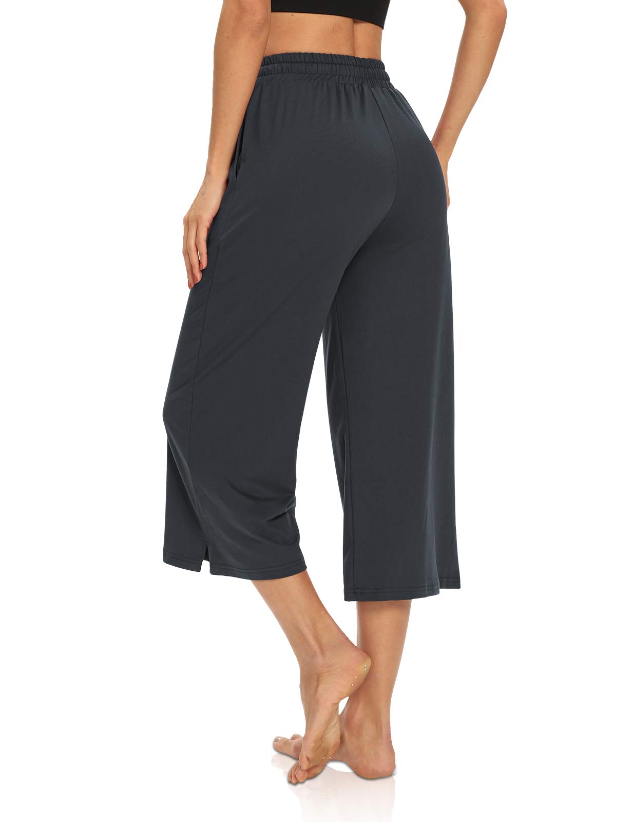 DIBAOLONG Women's Capri Pants - Loose Yoga Pants with Wide Leg & Drawstring, Comfortable Lounge Pajama Sweatpants with Pockets - Perfect for Yoga, Workout, Home Relaxation & Casual Wear