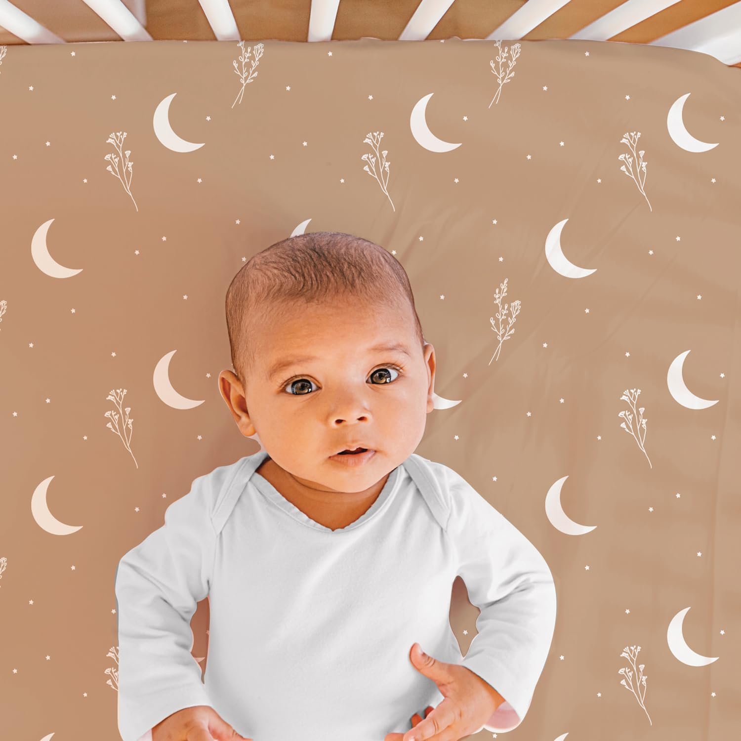 The Peanutshell 3-Piece Baby Crib Bedding Set for Boys & Girls - Soft Nursery Bedding with Fitted Crib Sheet, Dust Ruffle & Comforter - Boho Celestial Design for Newborn, Infant & Toddler - Perfect for Nursery Decor & Baby Shower Gifts