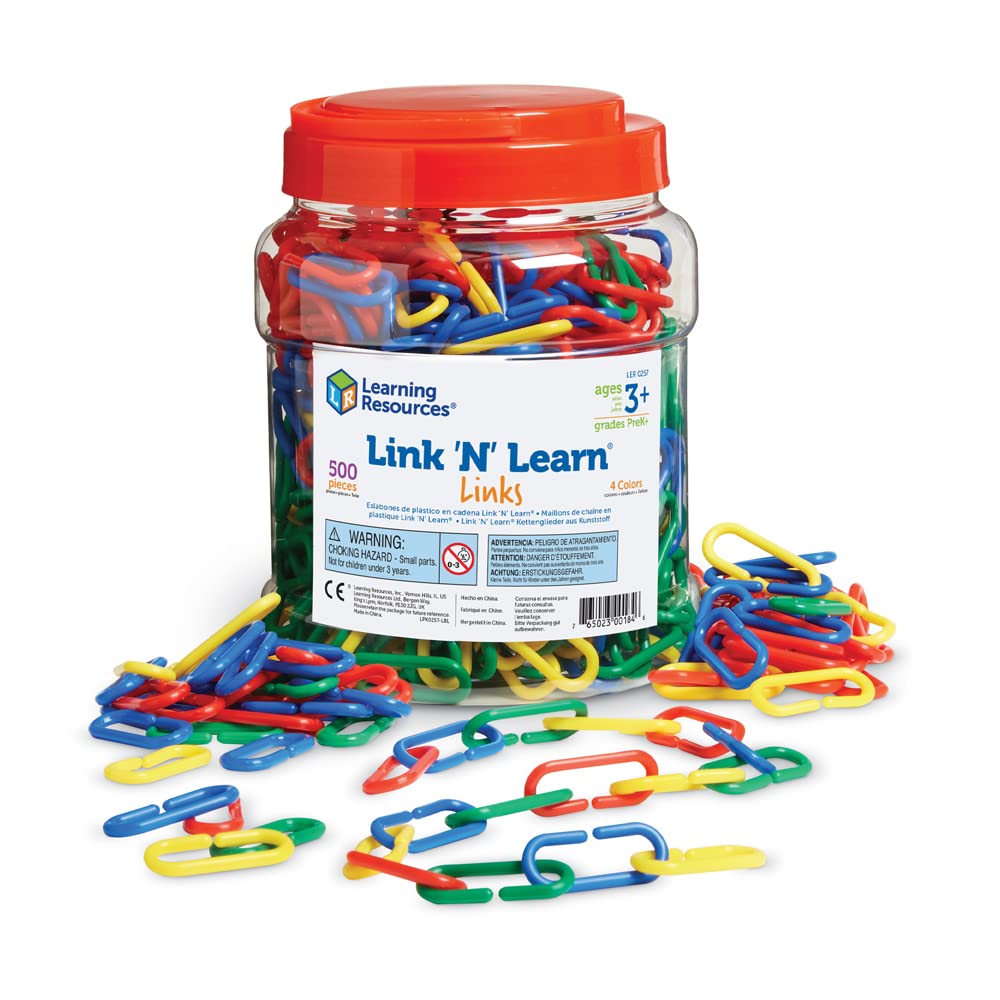 Learning Resources Link 'N' Learn Links - 500 Piece Educational Toy Set for Preschoolers Ages 3+, Toddler Fine Motor Skills Development, Classroom & Homeschool Supplies | Perfect for Counting, Sorting & Creative Play Activities