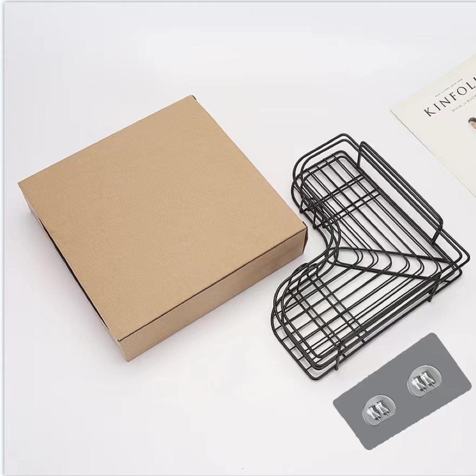 SMINNG Bathroom Shelf - No Drill Wall Mounted Corner Shelf for Bathroom & Kitchen - Space Saving Storage Rack (Black Large & Small with Transparent Stickers) - Perfect for Shower, Toilet & Small Space Organization