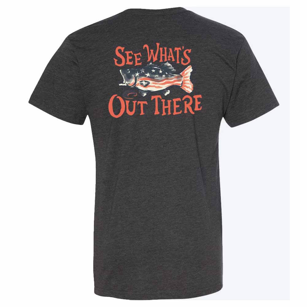 Costa Dark Heather Freedom Bass T-Shirt for Men - Comfortable Cotton Tee for Fishing, Outdoor & Casual Wear