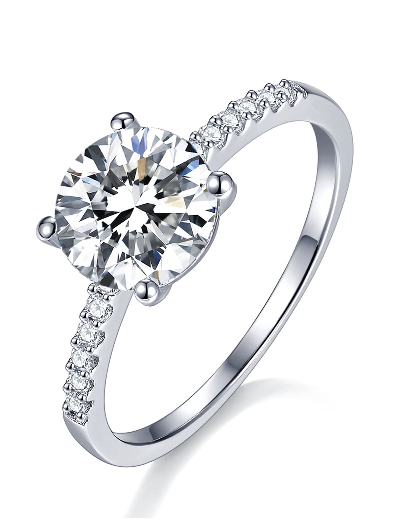 1.5ct Cubic Zirconia Engagement Ring for Women - 925 Sterling Silver 14K White Gold Plated Wedding Band, Promise Ring (Sizes 4-11) | Perfect for Proposals, Anniversaries & Special Occasions