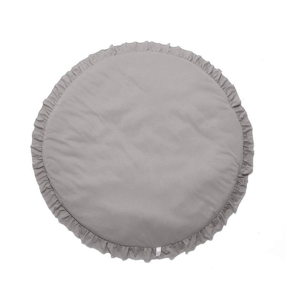 Soft Round Baby Playmat - Non-Slip Cartoon Rug for Kids Nursery, Light Gray | Safe & Comfortable Floor Mat for Playtime, Crawling & Room Decor