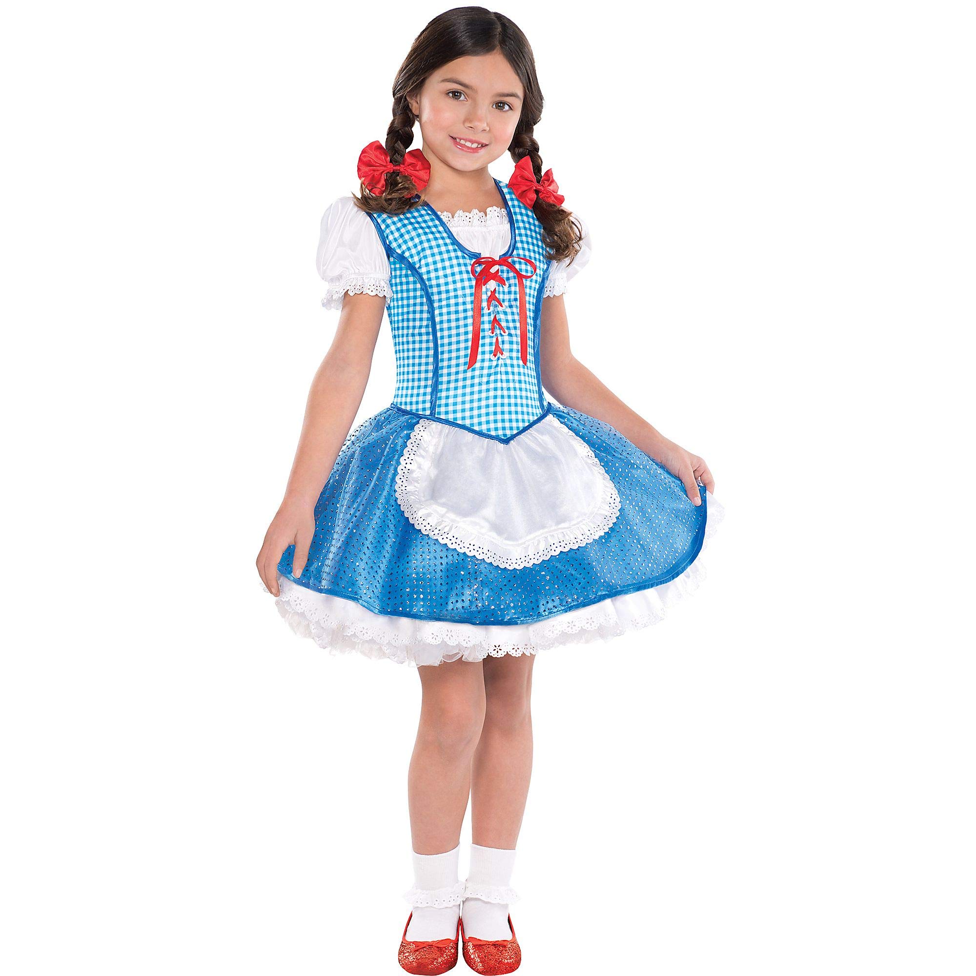 Dorothy Halloween Costume for Girls - Wizard of Oz Dress Set with Bows & Socks (Size 4-6) - Perfect for Halloween Parties, School Plays & Dress-Up Fun