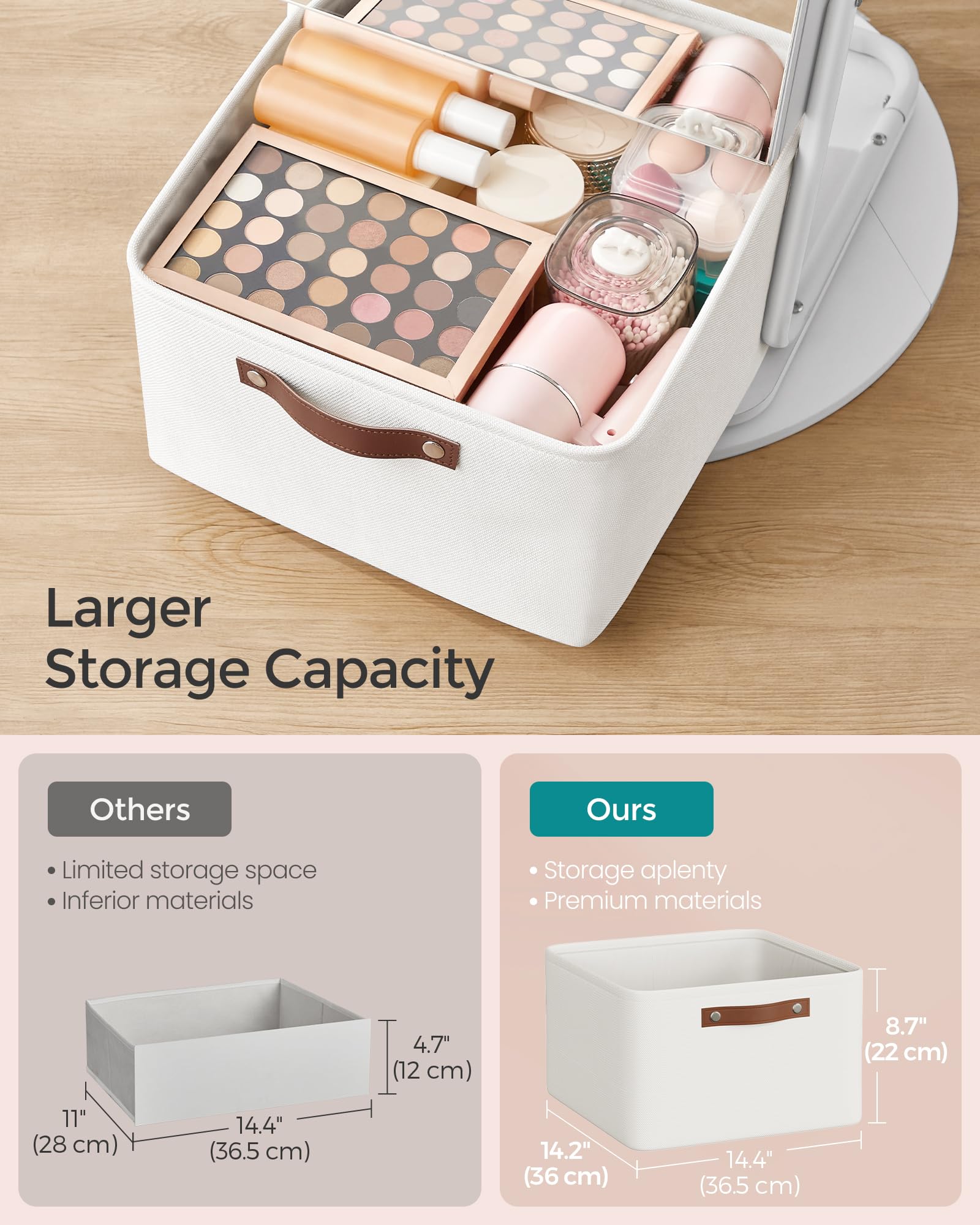 SONGMICS 360° Swivel Jewelry Cabinet with LED Lights - Full Length Mirror & Jewelry Storage Organizer - Standing Jewelry Armoire with Makeup Shelf & Storage Basket - Cloud White UJJC018W01 - Perfect for Bedroom, Dressing Room & Vanity Organization