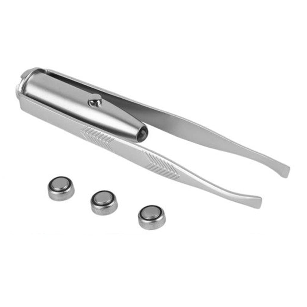 Premium Stainless Steel LED Light Eyelash & Eyebrow Tweezers for Hair Removal - High Quality Beauty Tool for Precise Grooming at Home or Salon