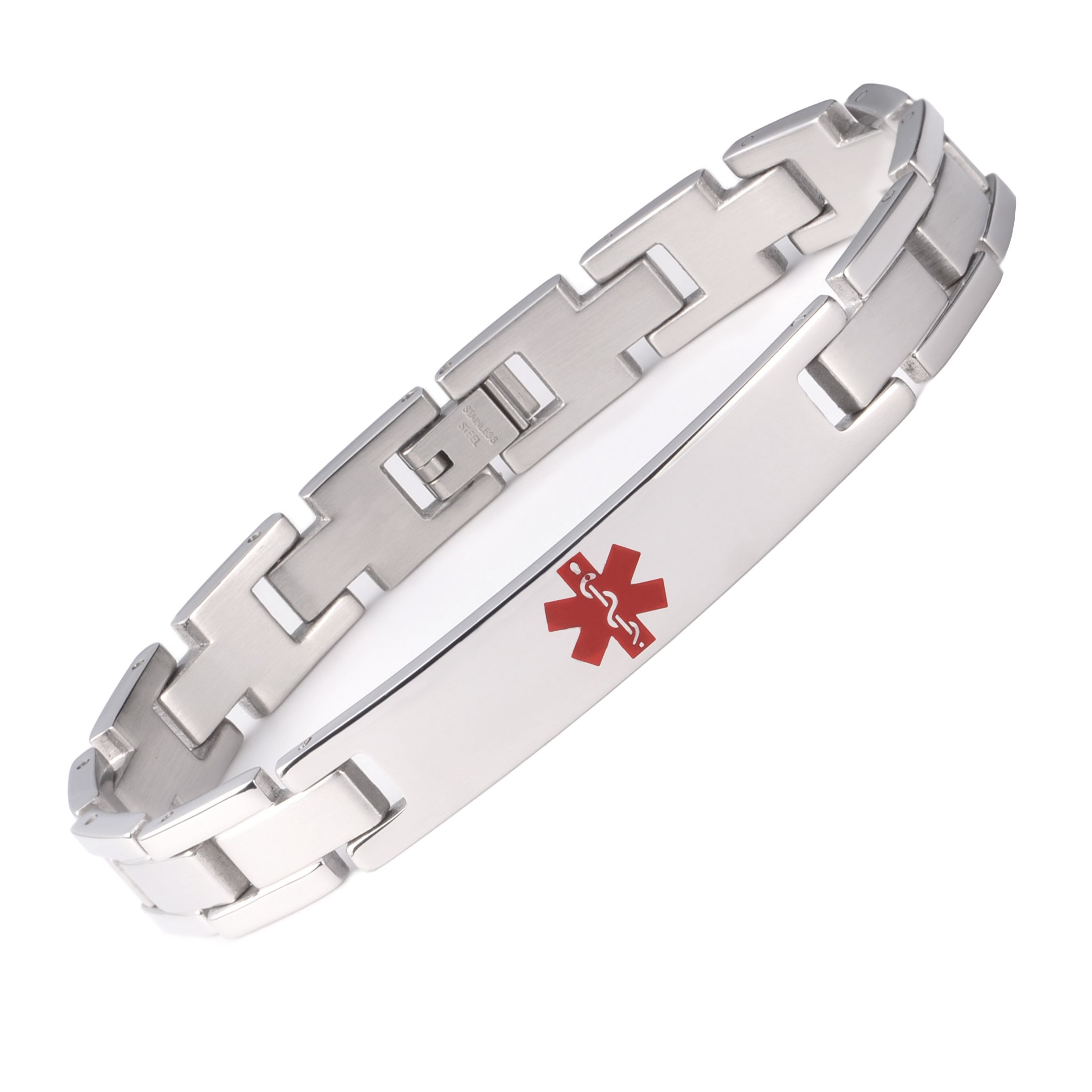 Personalized Medical Alert ID Bracelets for Men & Women - Stainless Steel Emergency Bracelet with Free Engraving (6.5-8.5 Inch Adjustable) - Ideal for Seniors, Diabetics & Allergy Sufferers - Perfect for Daily Wear, Travel & Emergency Situations