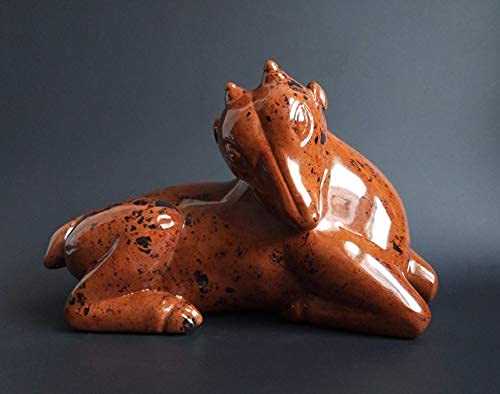 Handcrafted Mahogany Obsidian Baby Deer Sculpture - Elegant Home Decor, Gift for Nature Lovers, Perfect for Living Room, Office & Meditation Space