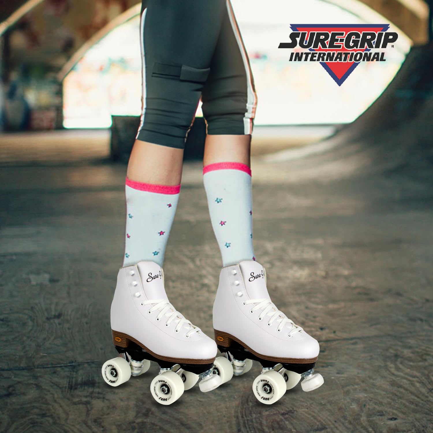 Sure-Grip White Fame Women's Roller Skates - Durable Nylon & Aluminum Design with 57mm Polyurethane Indoor Wheels - Super X Trucks for Extended Support in Larger Sizes - Perfect for Beginners and Indoor Skating Rinks