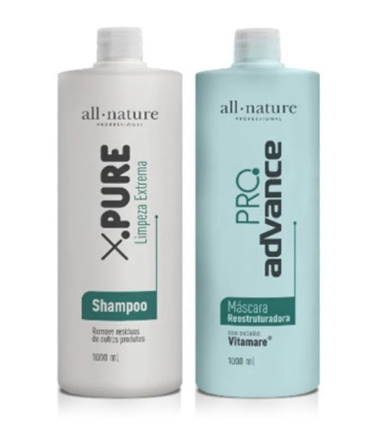 Advanced Pro Restructuring Progressive Brush Treatment Hair Kit 2x1L - All Natural Hair Repair for Damaged & Dry Hair | Salon-Quality At-Home Treatment for Frizz Control & Shine Enhancement