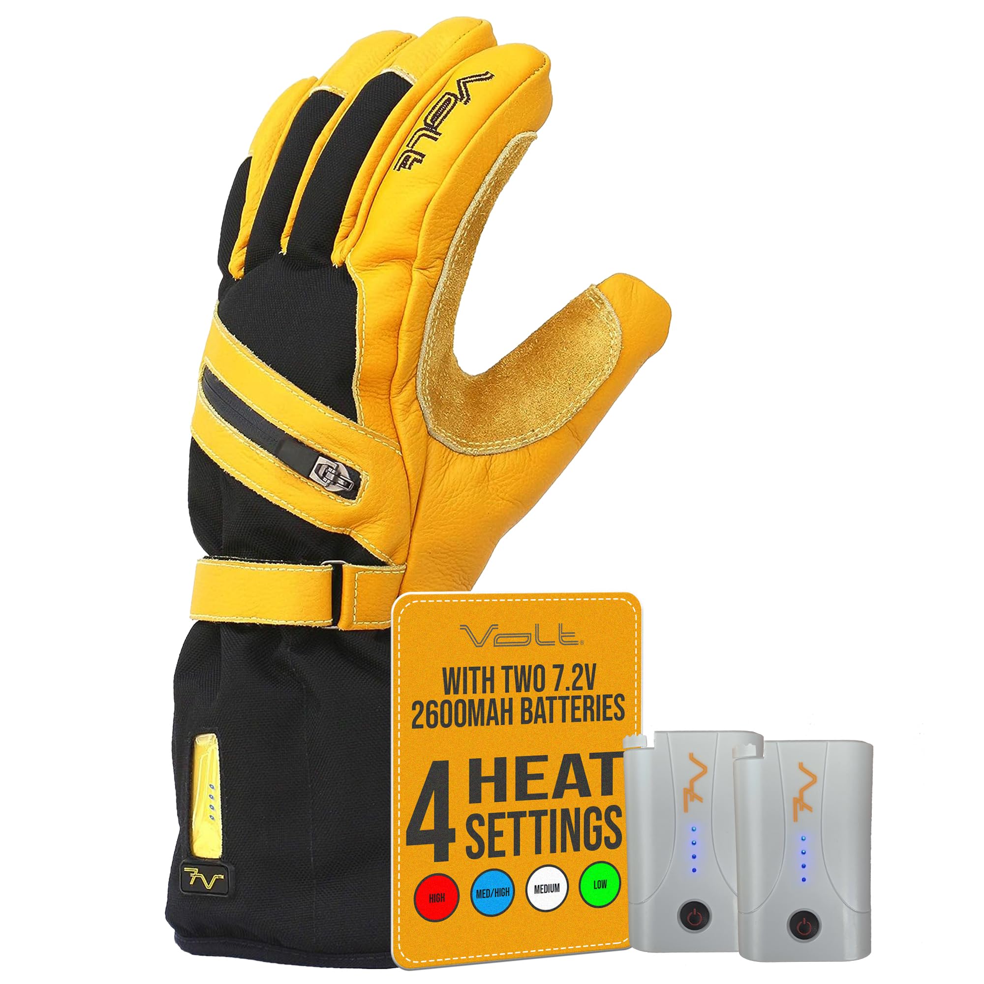 Volt Heated Leather Work Gloves for Men - Rechargeable Battery Heated Gloves for Winter Work, Hunting & Outdoor Activities - Durable Cold Weather Gloves with Heating Technology - Keep Hands Warm in Freezing Conditions - Perfect for Construction, Snow Removal & Ice Fishing - Size 2XL