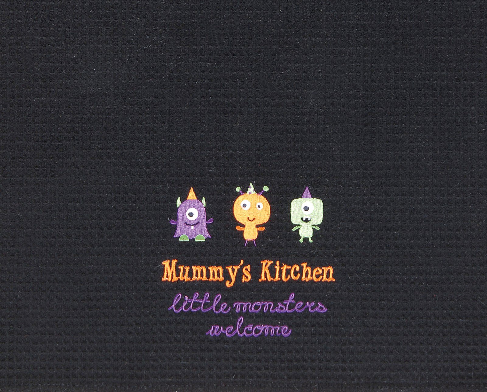 Halloween Black Waffle Weave Towel - C & F Enterprises Mummy's Kitchen Little Monsters Welcome - Perfect for Halloween Decor, Kitchen, Bathroom & Party Decorations