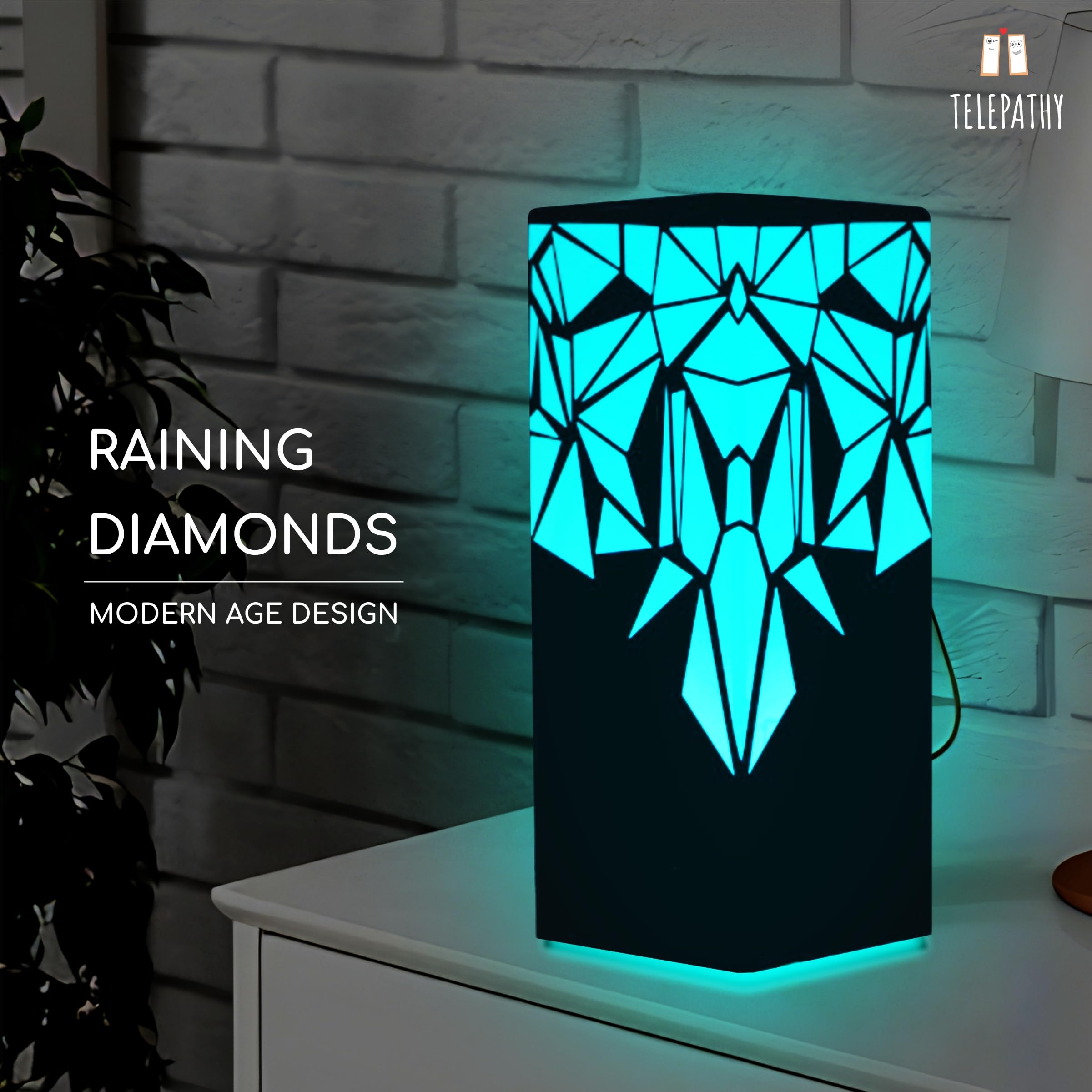 Telepathy® Long Distance Friendship Lamp - Raining Diamonds Design | WiFi Touch-Controlled LED Light for Couples & Families | Perfect Gift for Valentine's Day, Anniversary & Long Distance Relationships | Bedside Night Light for Home Decor (Set of 6)