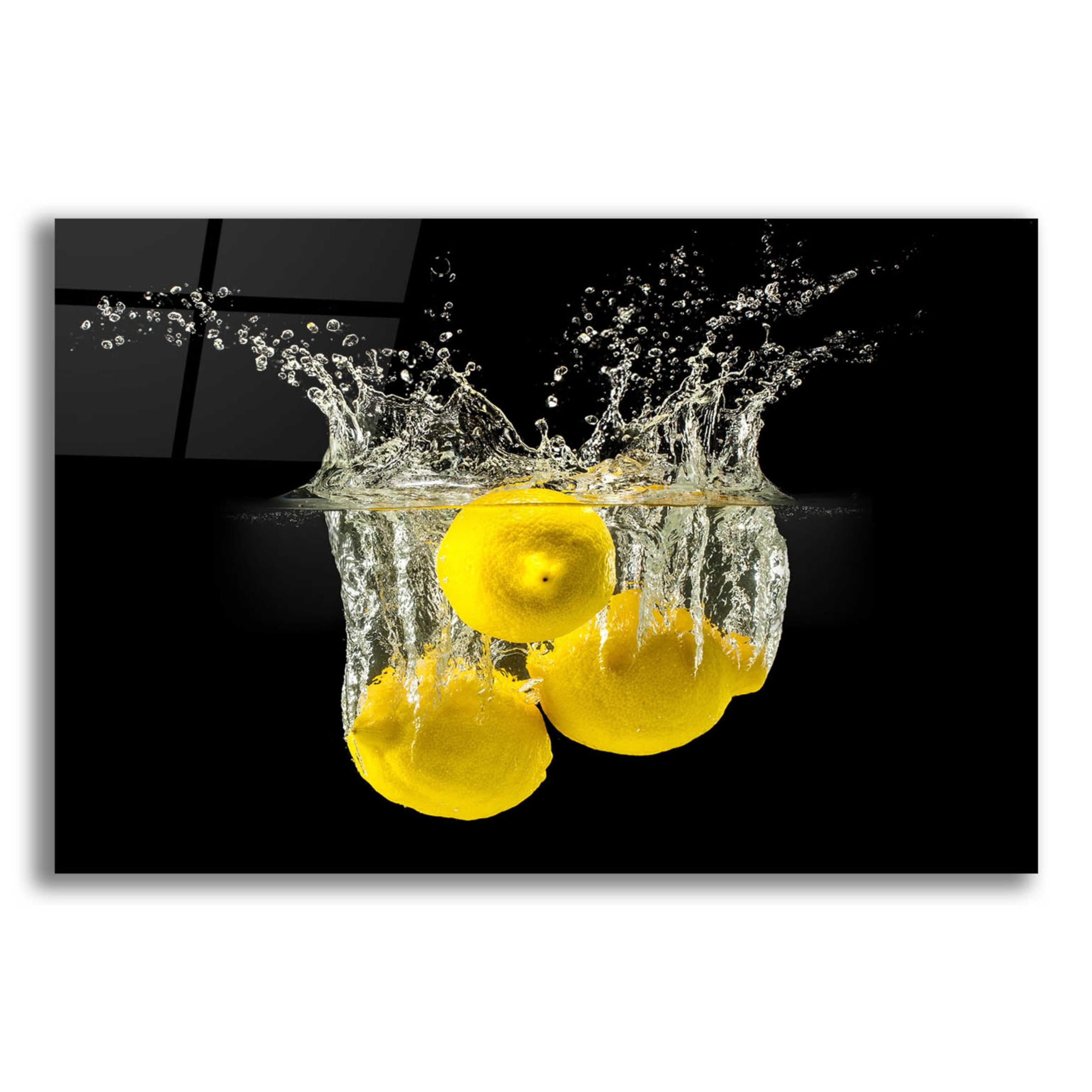 Epic Art 'Lemon Splash' Abstract Painting - 24x16 Inch Acrylic Glass Wall Decor - Modern Home & Office Artwork for Living Room, Bedroom, Kitchen Decor