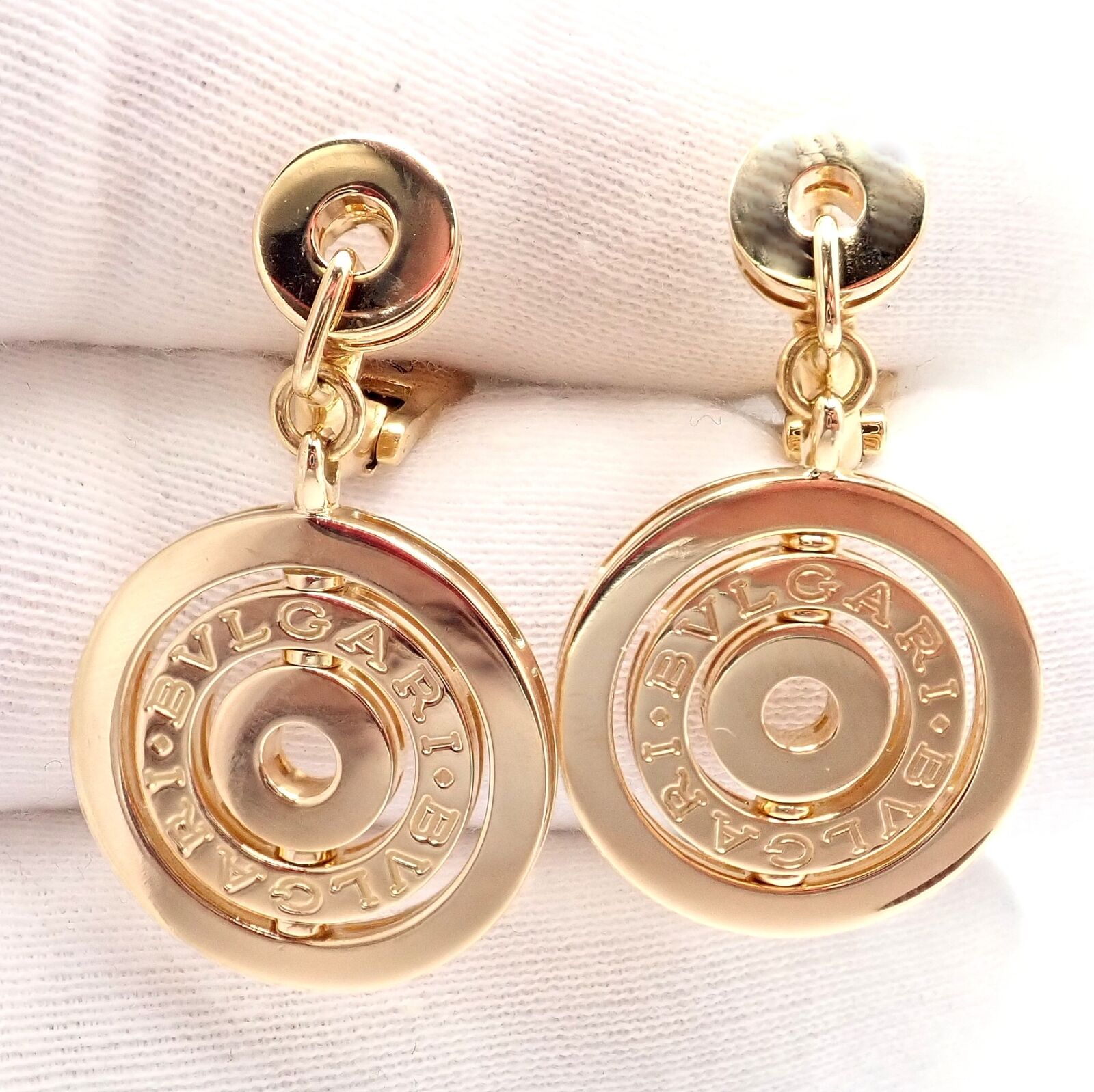 Authentic Bulgari Bvlgari 18k Yellow Gold Three Circle Earrings - Luxury Italian Jewelry for Women, Perfect for Parties, Weddings & Special Occasions