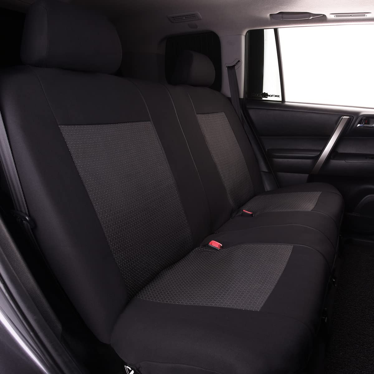 Universal Car Seat Covers Full Set - Compatible with Most Cars, Trucks, SUVs & Vans | Jacquard & Polyester Fabric | Airbag Safe | Low Back Design in Black | Perfect for Road Trips, Daily Commutes & Vehicle Protection