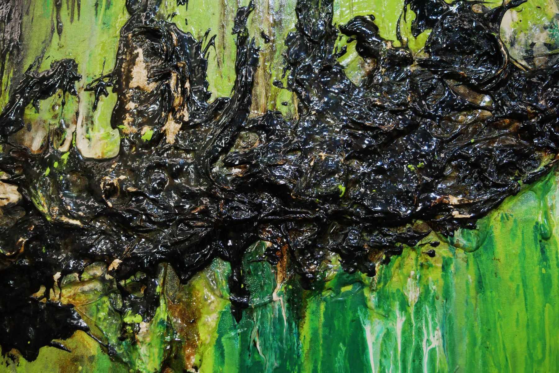 Lime Earth 160cm x 100cm Green Textured Abstract Canvas Art - Modern Wall Decor for Living Room, Bedroom & Office